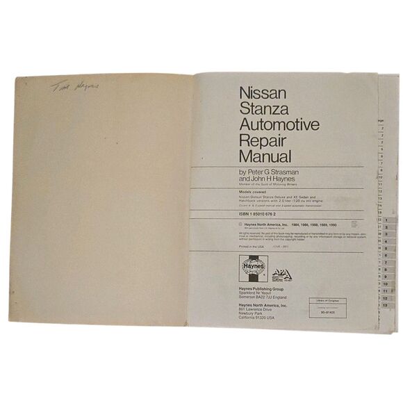 Haynes Nissan Datsun Stanza 1982-1990 Sedan and Hatchback Auto Repair Manual 981 - Picture 3 of 6
